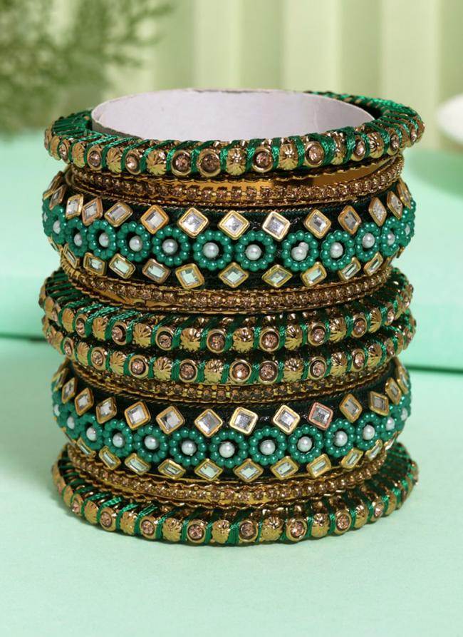   Wedding Wear  Green Color Thread Bangle Set:-2.4,2.6,2.8